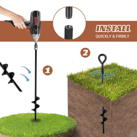 MIXXIDEA dog tie out spiral anchor secures backyard leashes.