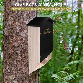 MIXXIDEA easy‑install bat house with mounting locations and screws for quick setup.