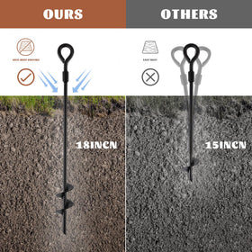 MIXXIDEA drill-in ground anchor demonstrates fast, tool-assisted setup.