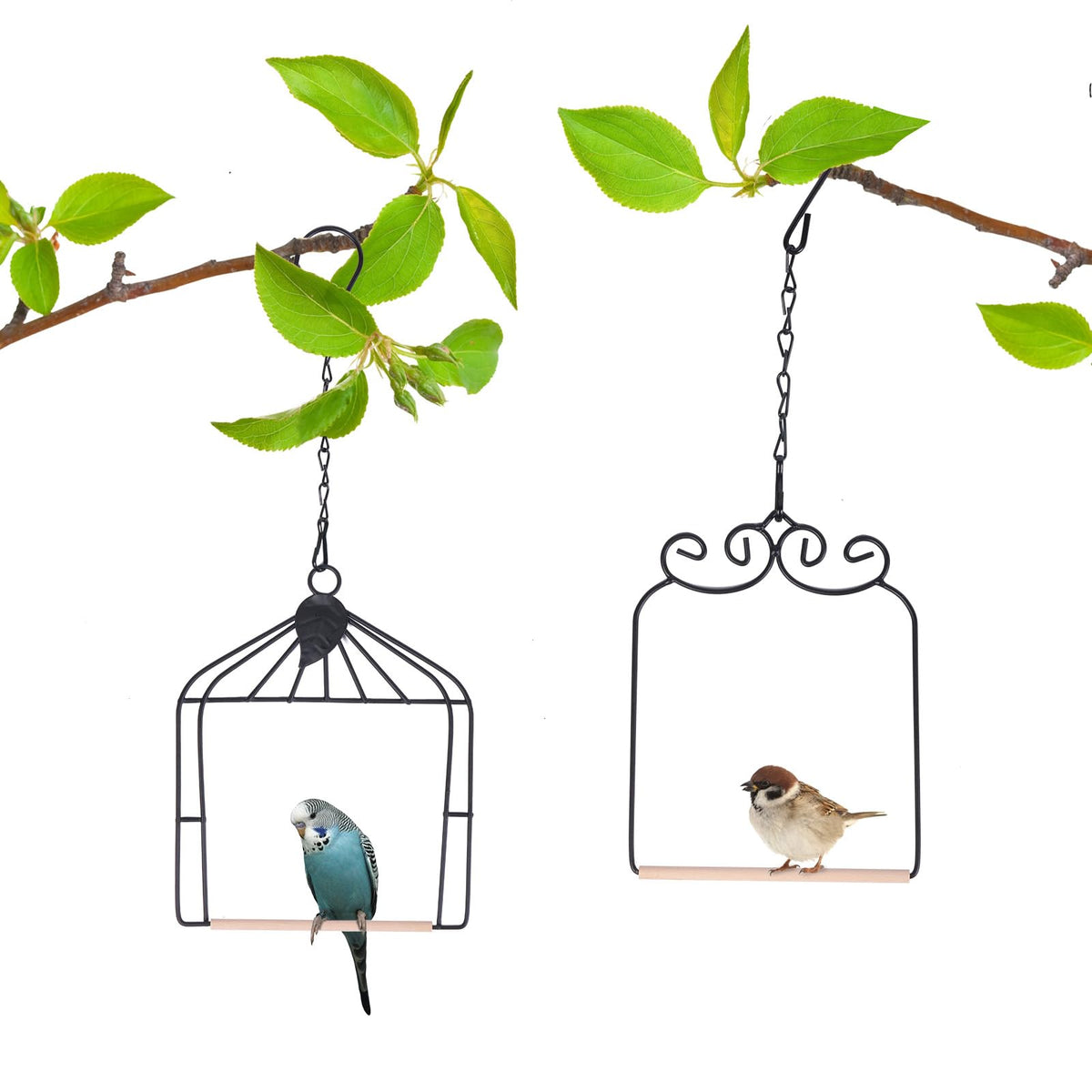 MIXXIDEA hummingbird swing with metal frame provides a sturdy outdoor perch