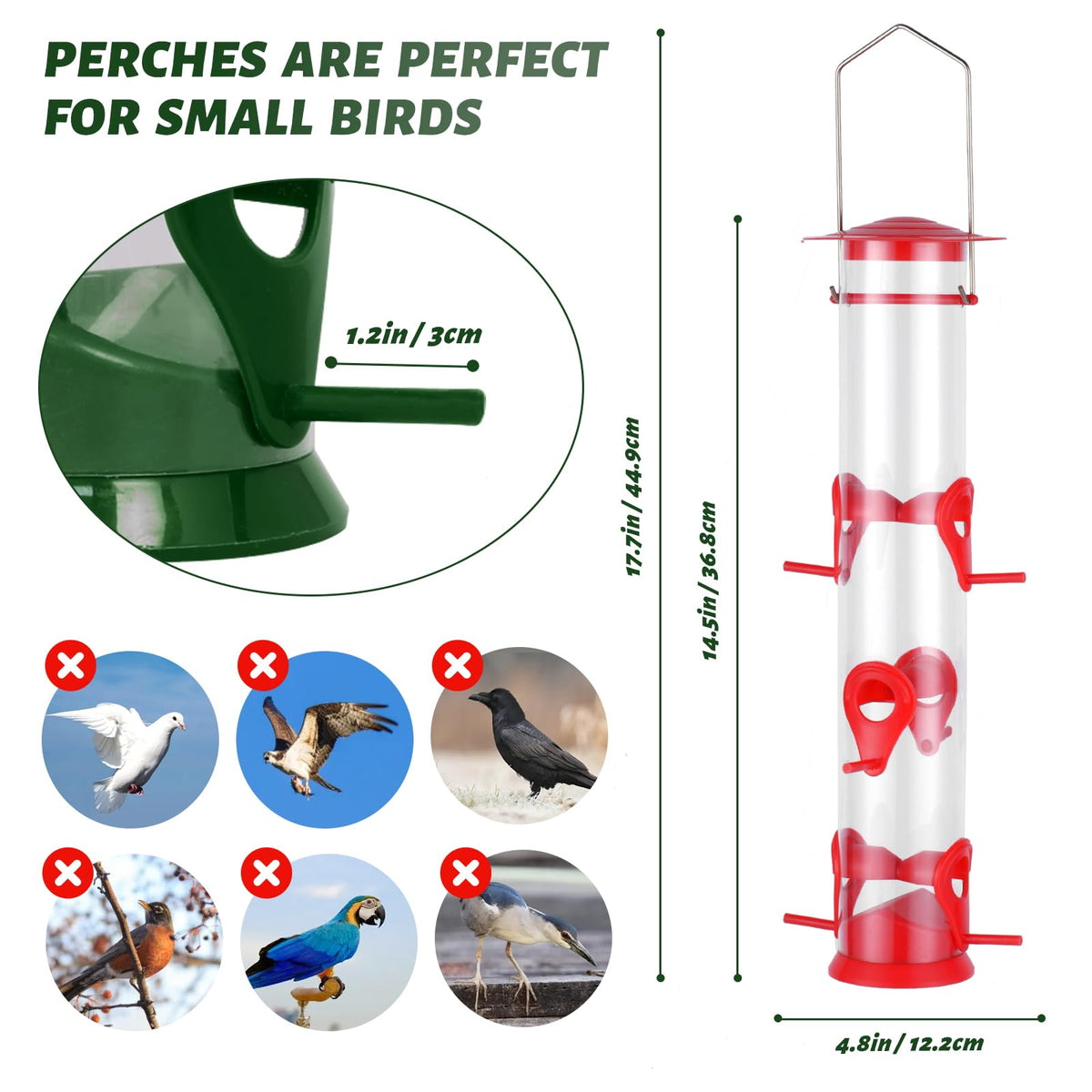 MIXXIDEA large 18.5-inch feeder—offers ample viewing space for garden birds