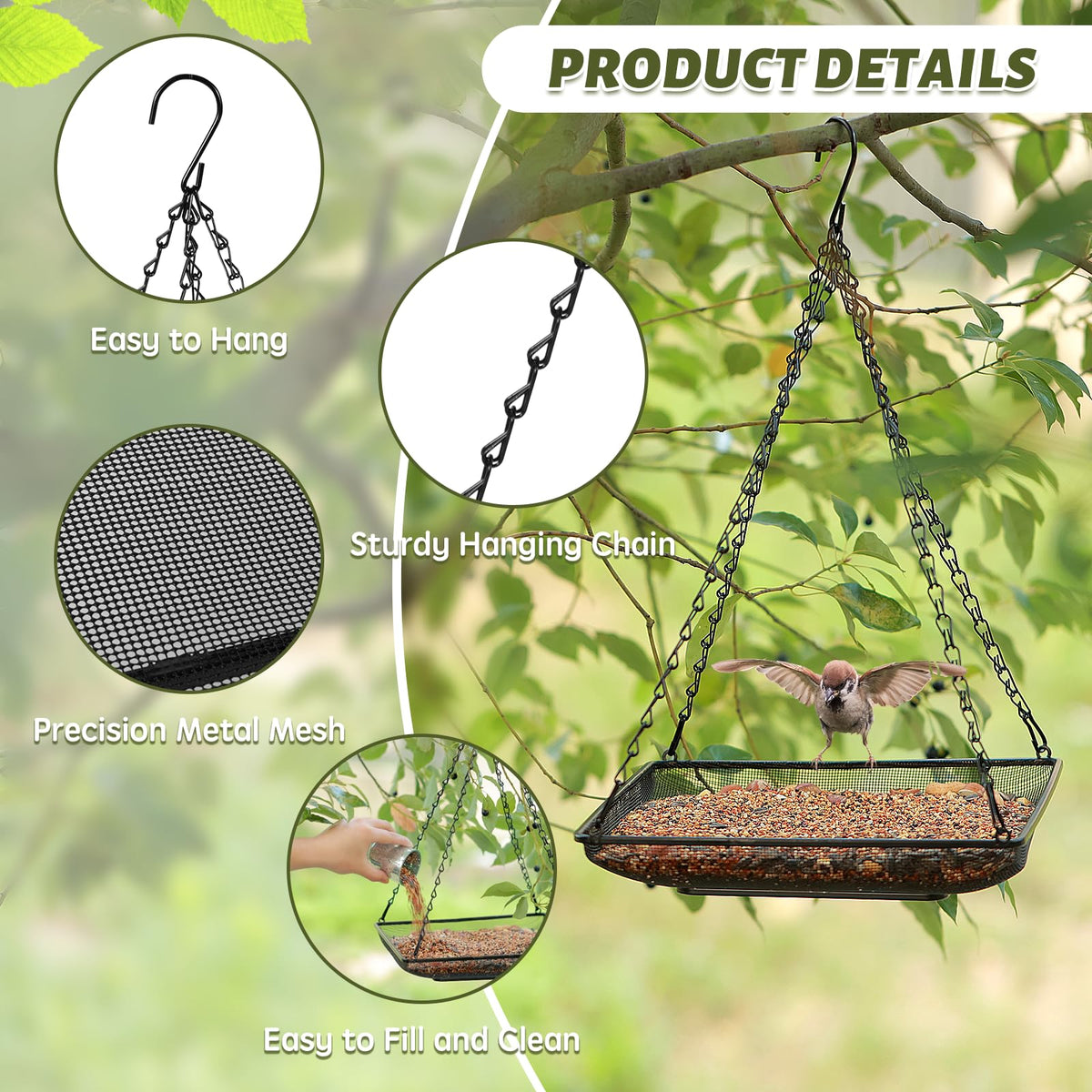 MIXXIDEA metal mesh tray close-up demonstrates drainage for dry seed