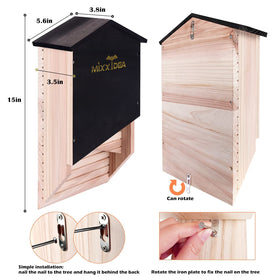 MIXXIDEA bat house exterior with grooved panels supporting easy entry and roosting.
