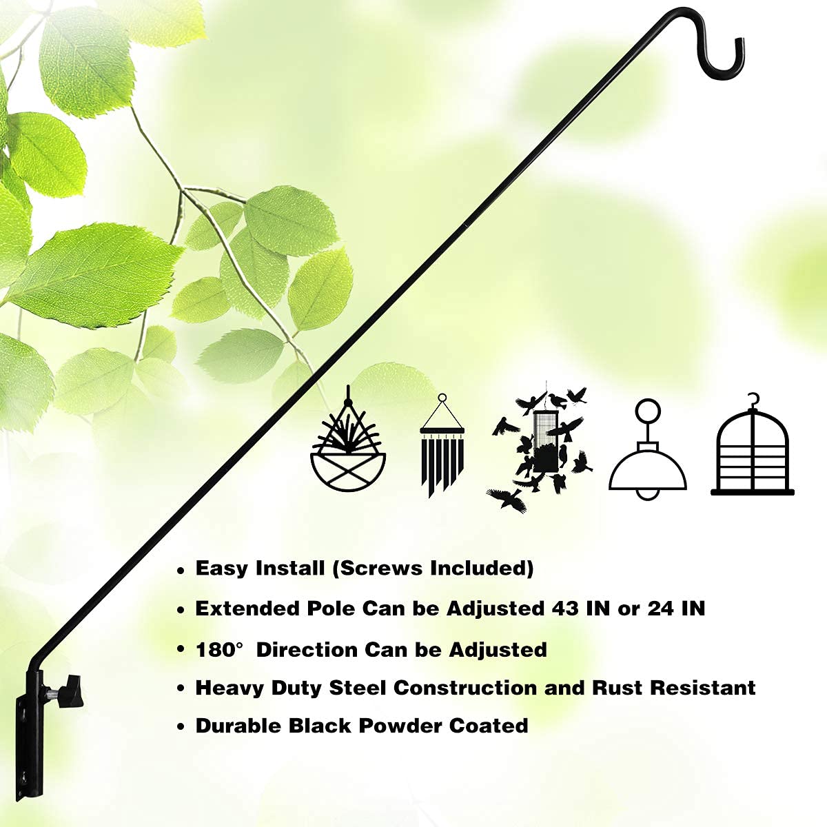 MIXXIDEA 43-inch reach wall hook demonstrates sturdy arm and secure load handling.