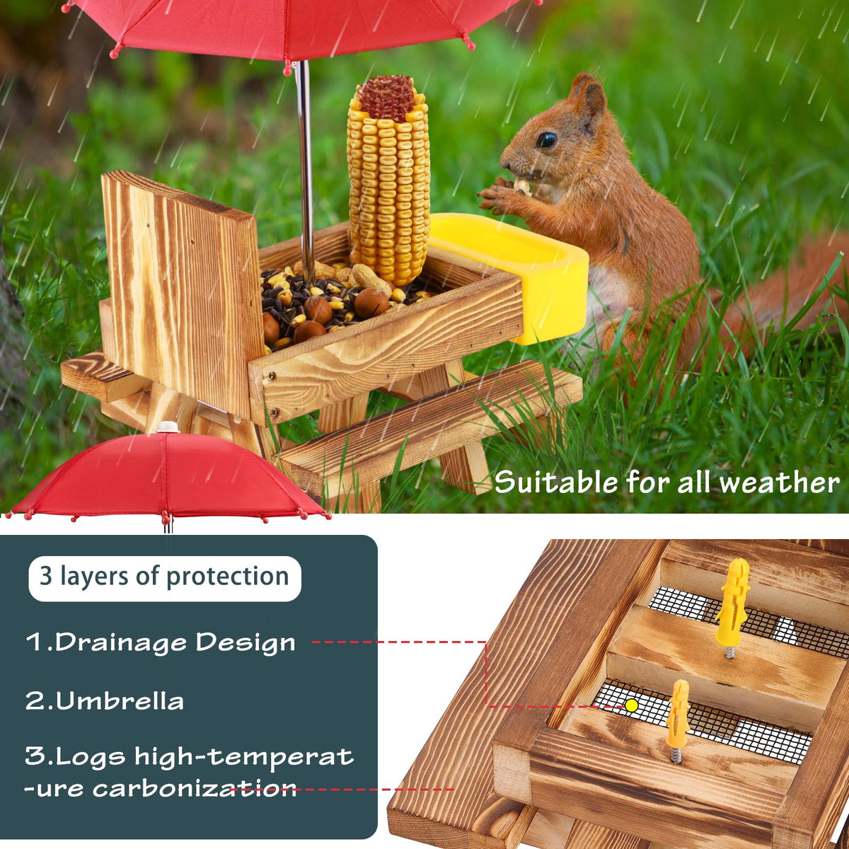 MIXXIDEA solid wood construction provides sturdy support for several visitors.
