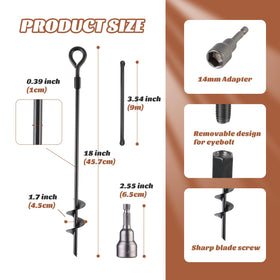 MIXXIDEA spiral metal ground stake in black for durable outdoor use.