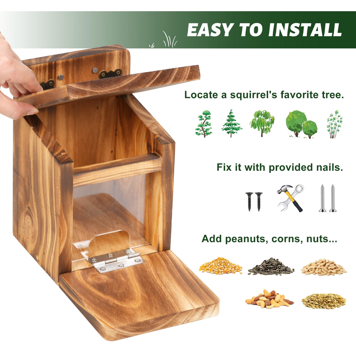 MIXXIDEA squirrel feeder standing on the ground for flexible placement