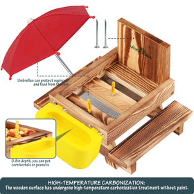 MIXXIDEA squirrel picnic table with benches offers space for multiple squirrels at once.