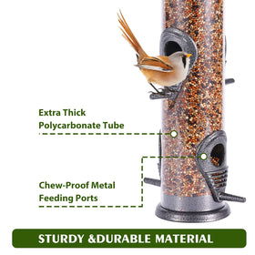 MIXXIDEA squirrel-proof construction helps protect seed outdoors.