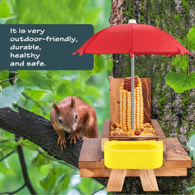 MIXXIDEA umbrella-covered feeder attracts attention while shielding guests from rain.