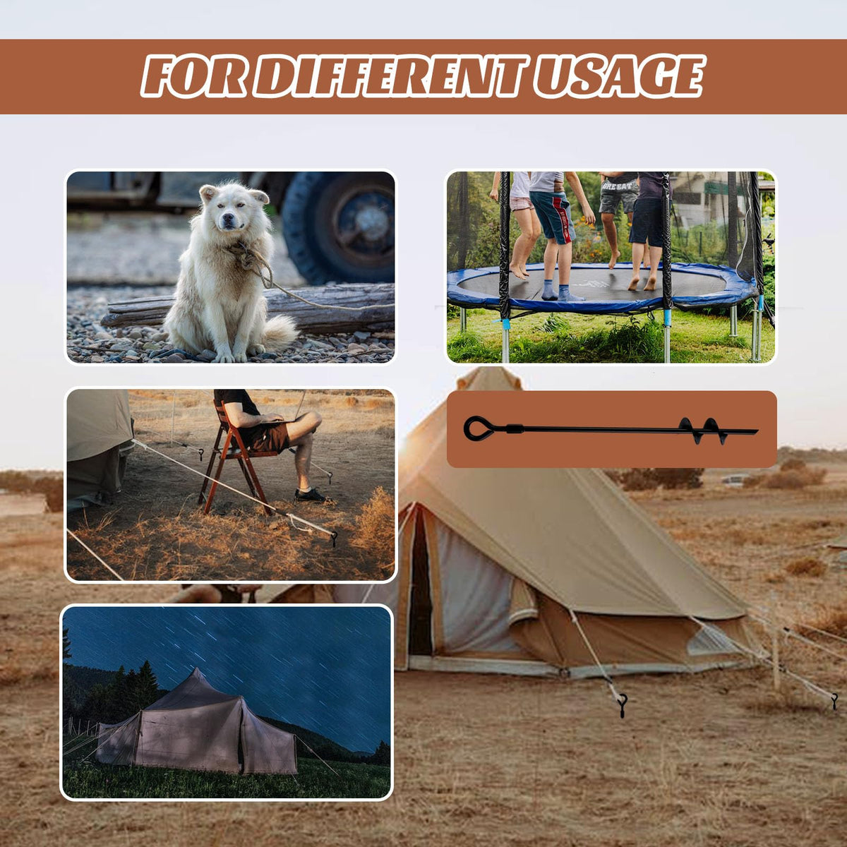 MIXXIDEA eight-pack ground anchors provide versatile securing options.