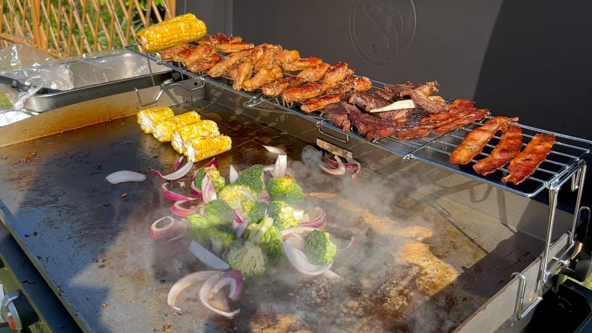 MixRBBQ compatible Weber/tabletop griddle provides flexible setup for family barbecues