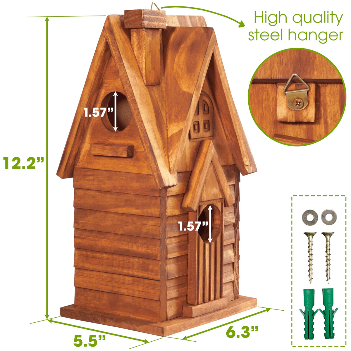 MIXUMON Bird House interior view shows two separate rooms for nesting.