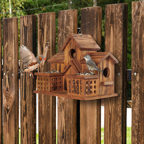 MIXUMON bird house with rope-top hanging for versatile yard placement.