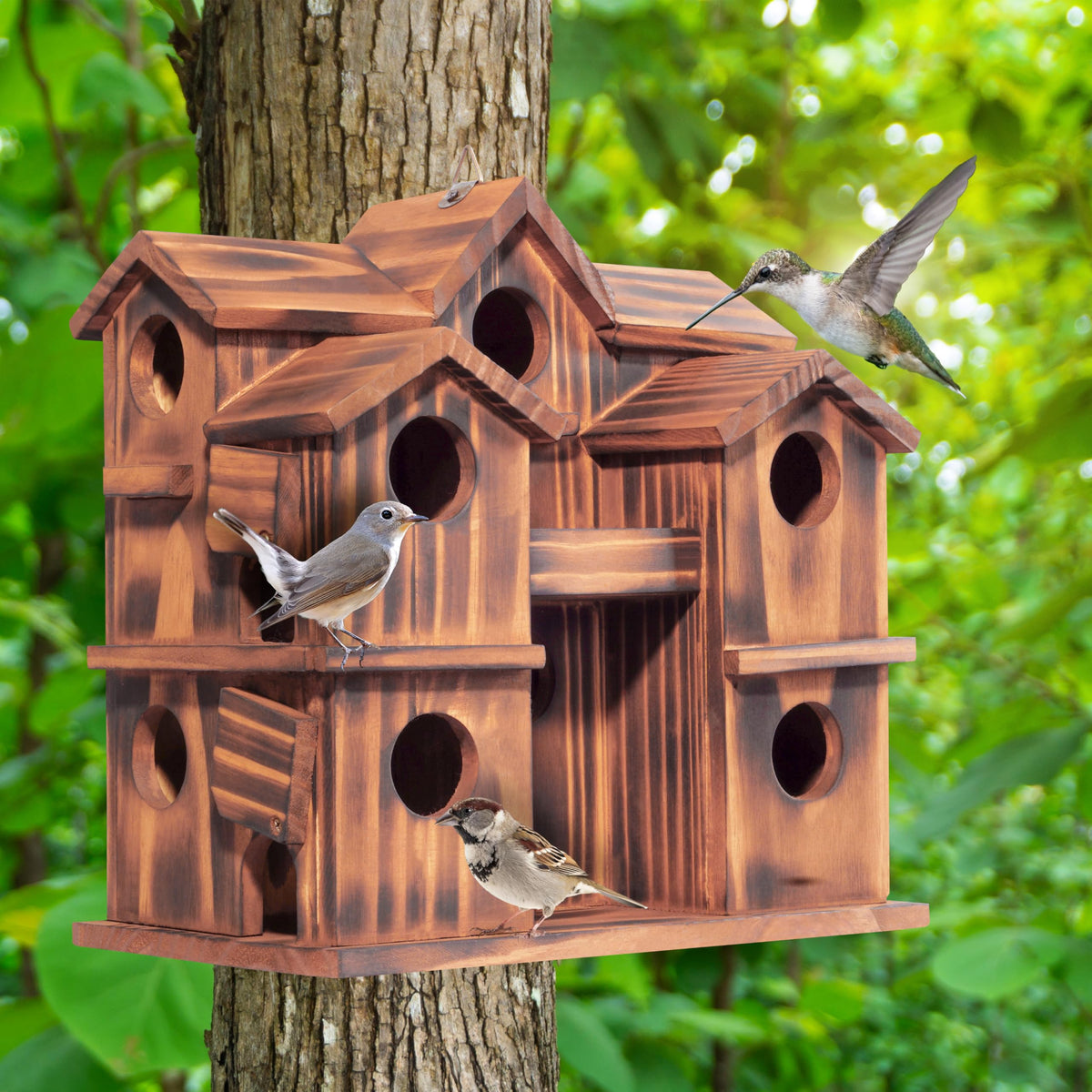 MIXUMON castle-inspired design adds visual interest while providing durable outdoor housing.