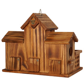 MIXUMON wooden bird house with detailed sill for secure nesting.