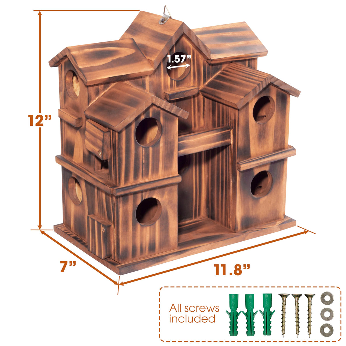 MIXUMON 1.57 inch entrance holes suit small birds while deterring larger predators.