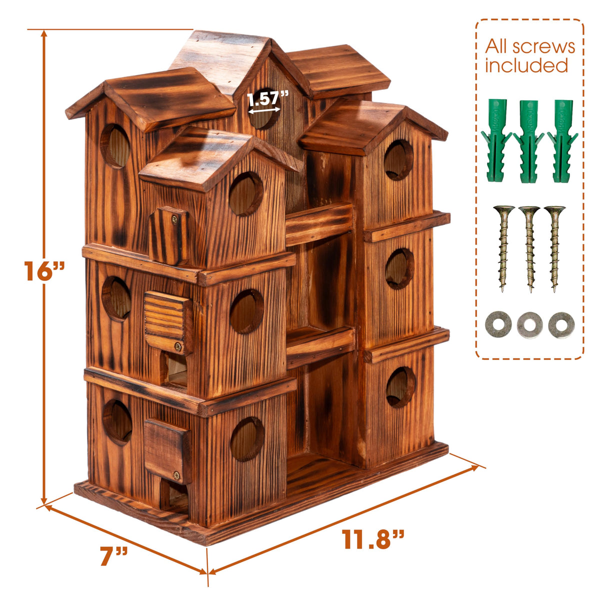 MIXUMON 15-room bird house interior view showing individual cleaning doors.