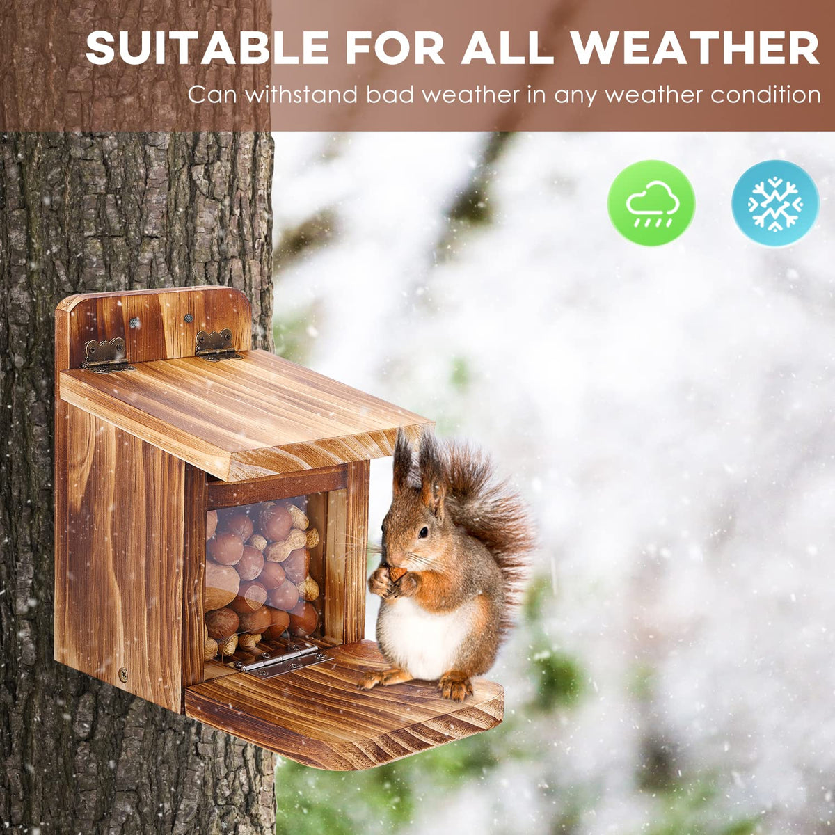 MIXXIDEA backyard squirrel feeder for garden hanging view emphasizes decorative yet functional design.