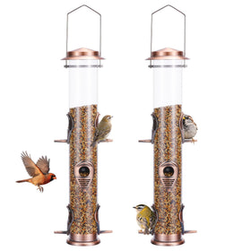 MIXXIDEA two-pack bird feeder with six perches attracts multiple birds