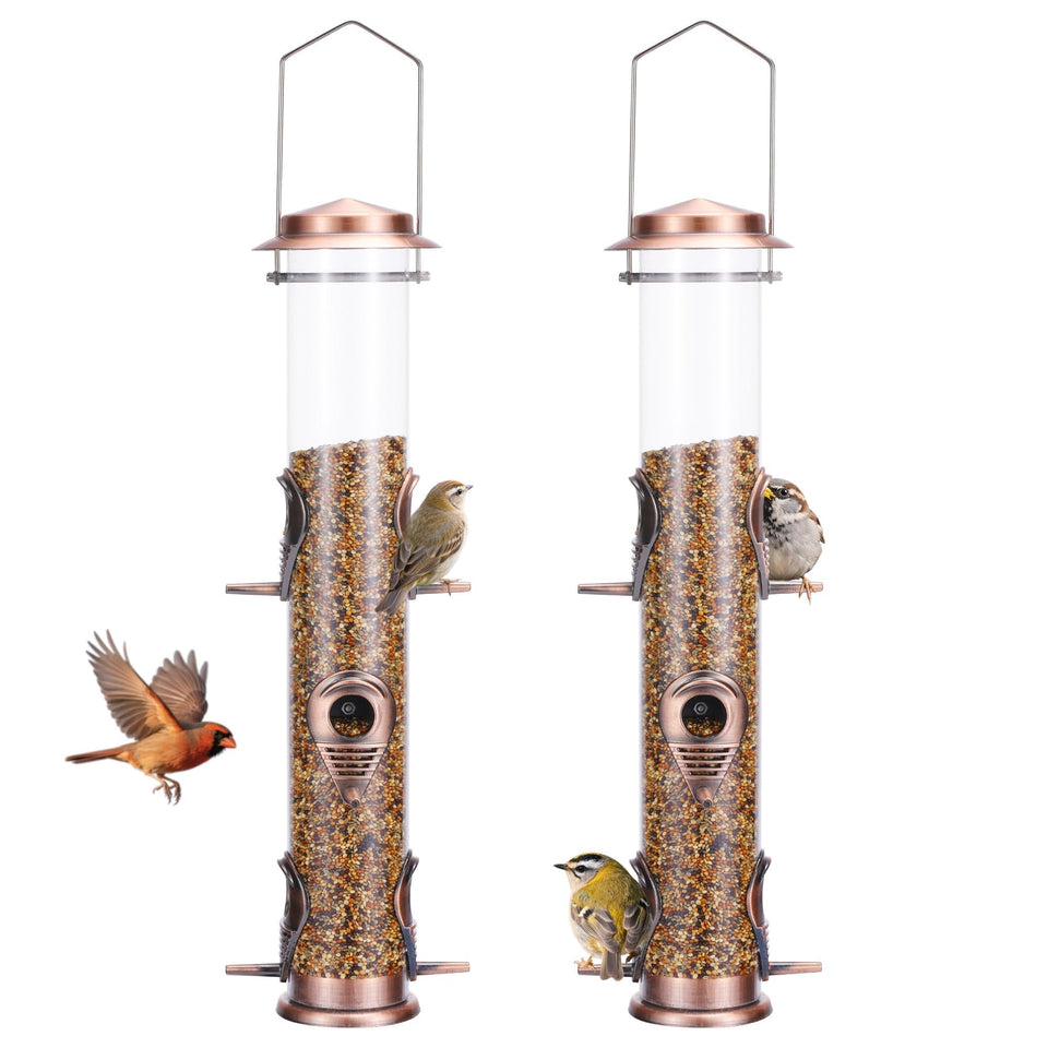 MIXXIDEA two-pack bird feeder with six perches attracts multiple birds