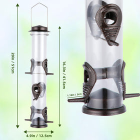 MIXXIDEA outdoor bird feeder measures 5x5x20 inches for compact spaces