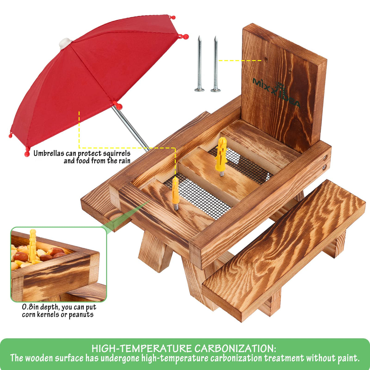 MIXXIDEA corn-cob-holder enables easy meals for backyard visitors.