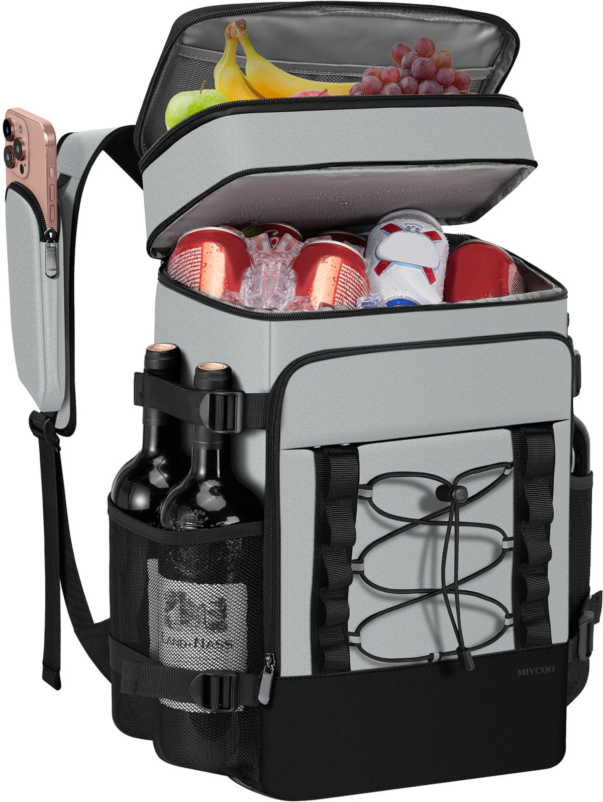 MIYCOO Cooler Backpack front view showing 40-can capacity for gatherings
