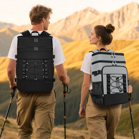 MIYCOO Cooler Backpack bottle-fix-straps secure bottles while you walk.