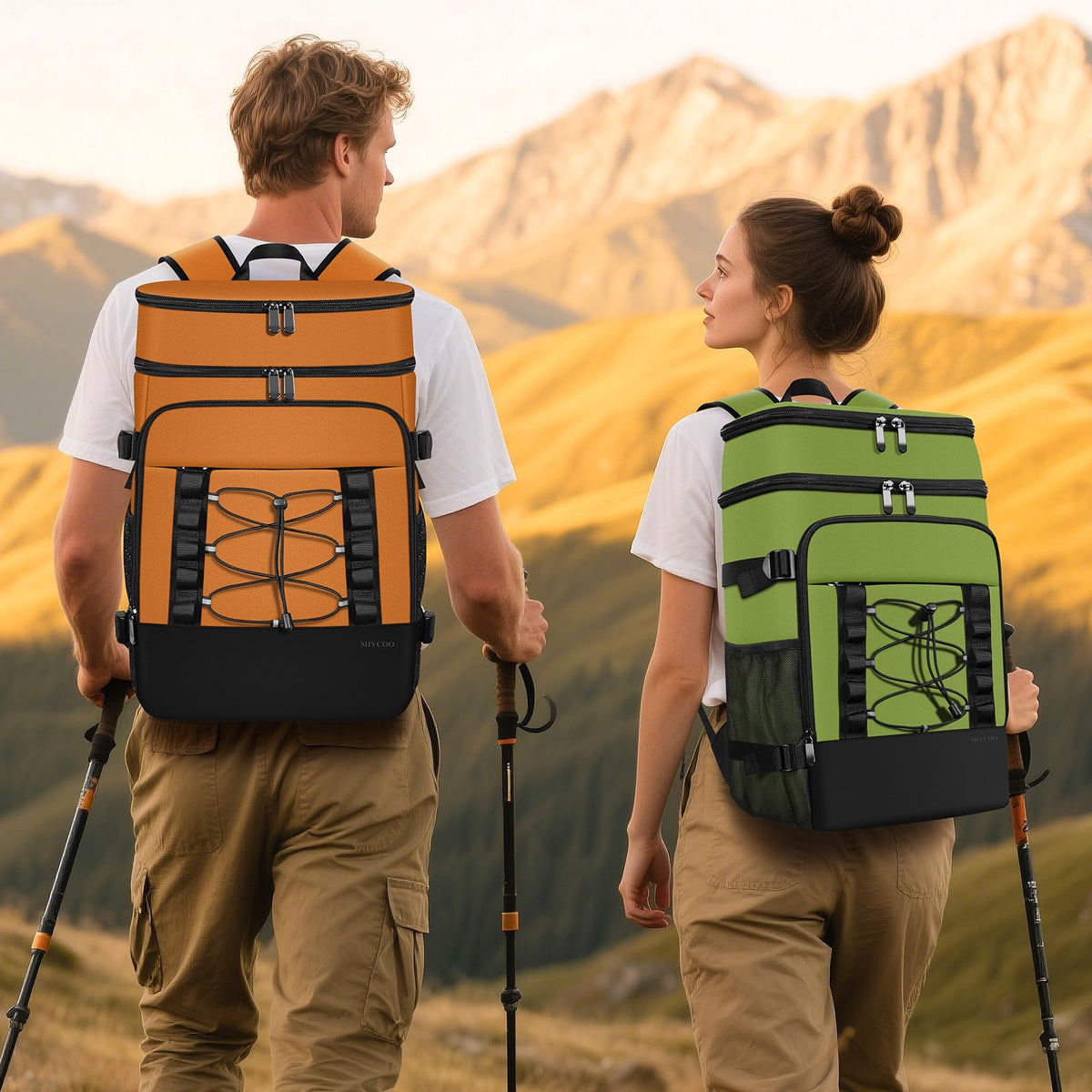 MIYCOO cooler backpack features adjustable side straps to secure bottles