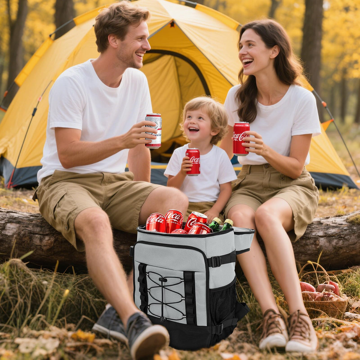 MIYCOO Cooler Backpack side straps stabilizing bottles during transport