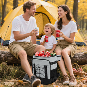 MIYCOO Cooler Backpack side straps stabilizing bottles during transport