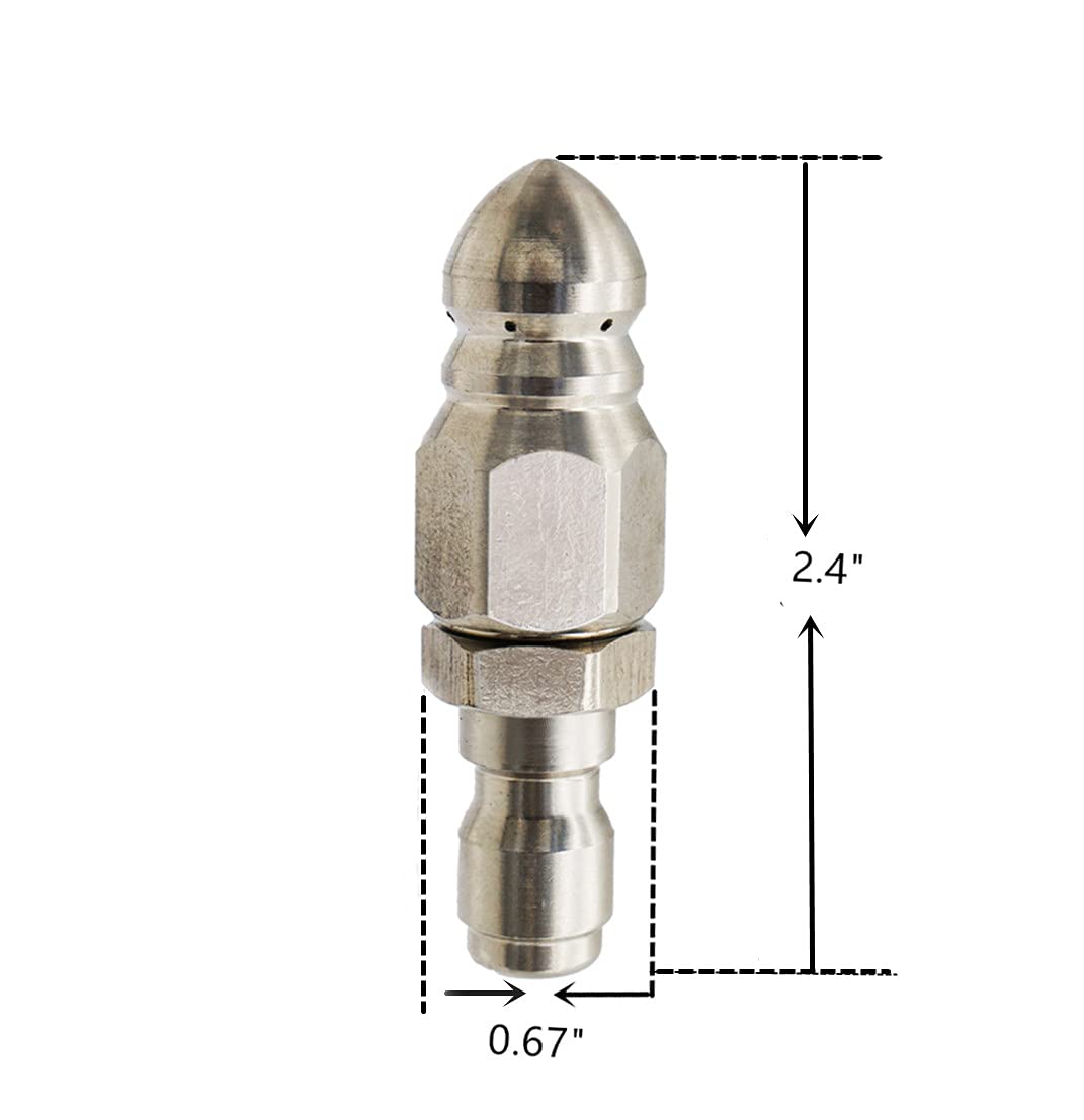 MIZORLIE sewer jetter nozzle 1/4 inch quick plug enables fast connection.