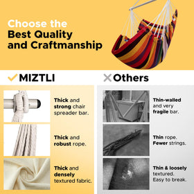 MIZTLI hammock chair anti-slip rings enhance safety during lounging.