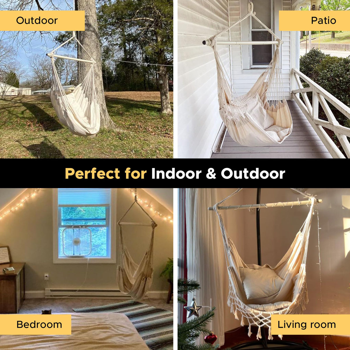 MIZTLI hammock chair stainless carabiner ensures secure everyday use.