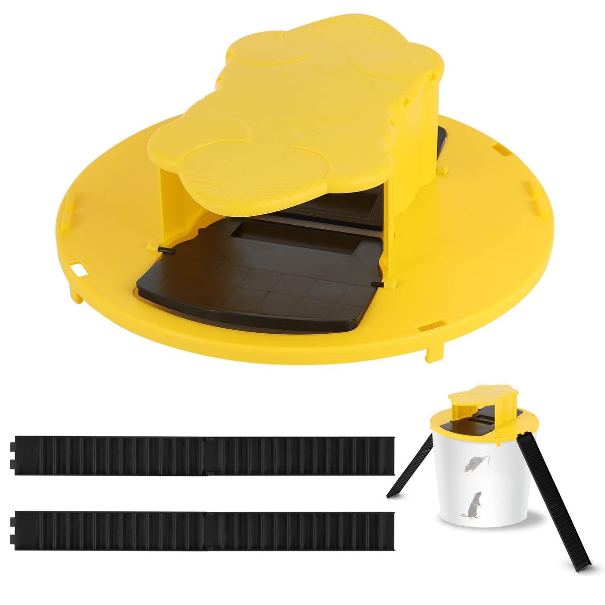 MJiashou efficient bucket mouse trap lid captures mice easily for indoor and outdoor setups.