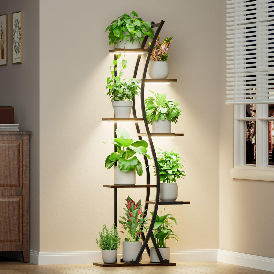 MJOMKN 62-inch plant stand with grow lights elevates indoor greenery year-round