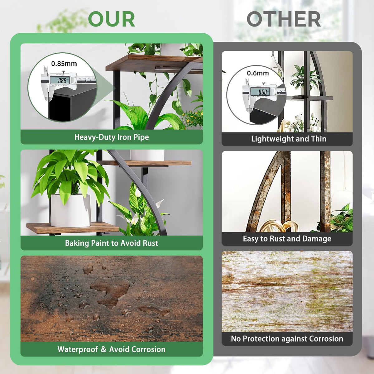 MJOMKN rust-resistant coated pipes ensure durable indoor display.