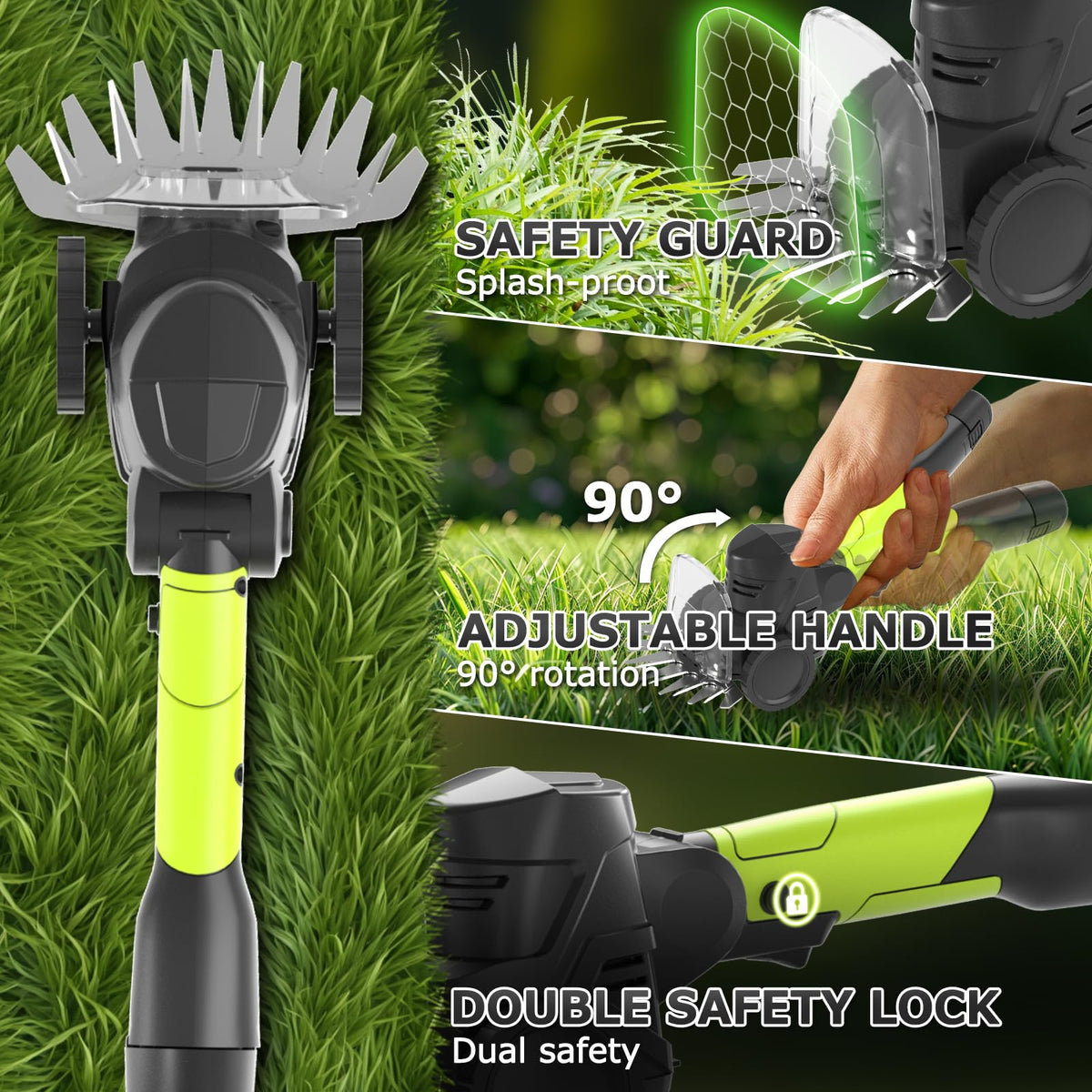 MJUM 3-in-1 cordless hedge trimmer 12-inch blades for precise shaping
