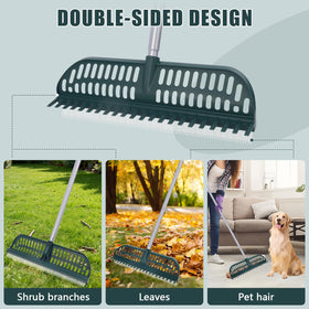 MJZ turf rake double-sided design for leaves and bigger debris.