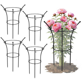 MJZ 4 Pack Peony Cages assembled setup showing stable three-leg frame for heavy blooms