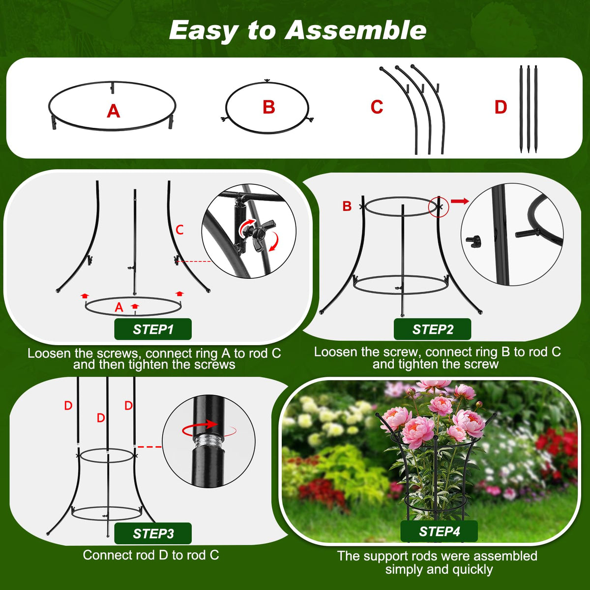 MJZ peony cages tomato support illustrates versatile use for garden vegetables and flowers