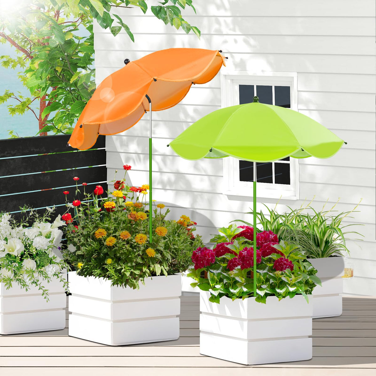 MJZ plant umbrella, 26-inch diameter, shields outdoor plants from direct sun.