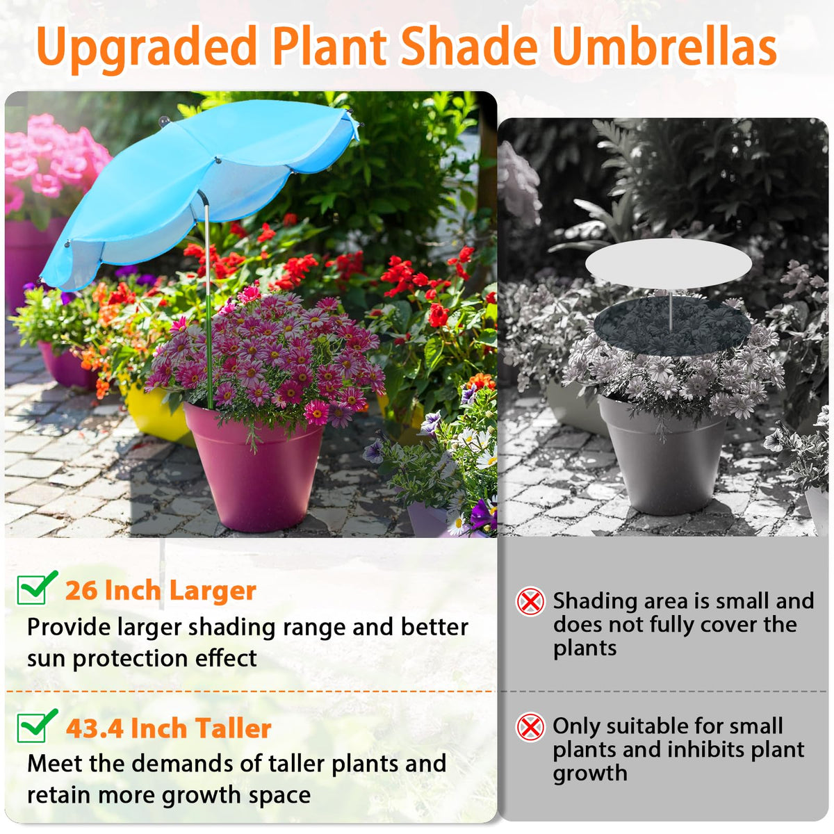 MJZ plant umbrella angle-adjustment shows versatile sun protection as light moves