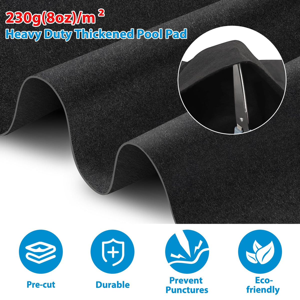 MJZ thickened material close-up, 8oz felt provides puncture resistance.