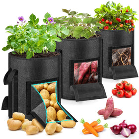MJZ potato grow bag with harvest window for easy tuber picking and root protection