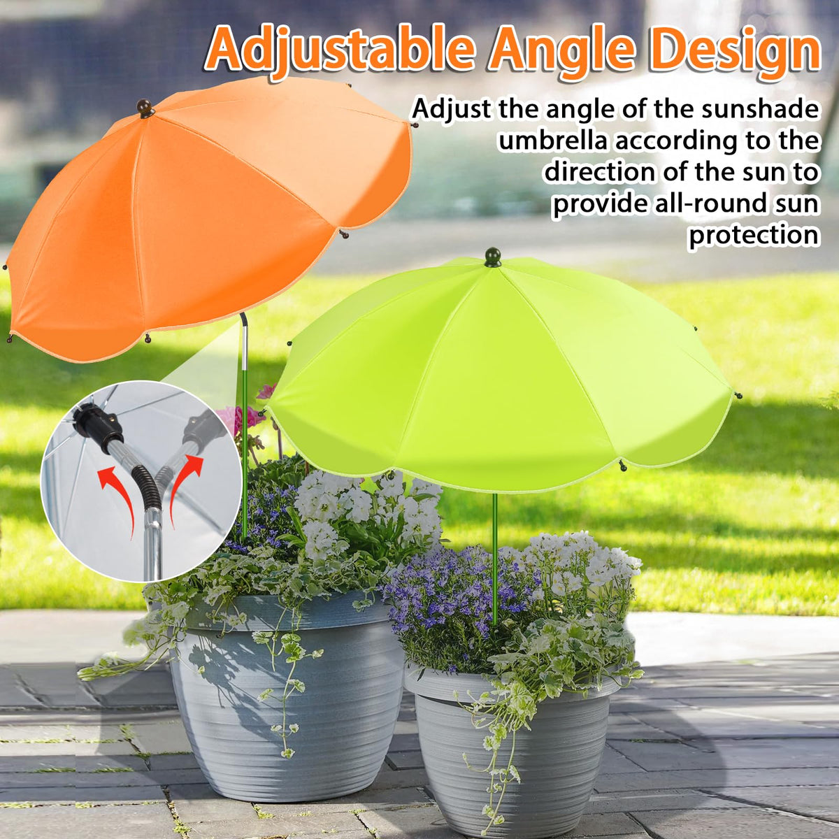 MJZ plant umbrella interior silver coating reflects heat for UV protection.
