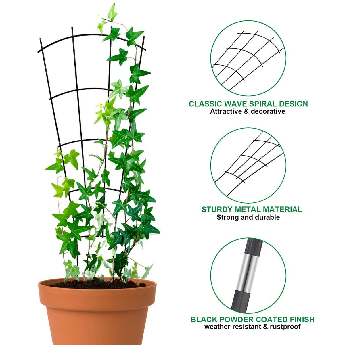 Mklsit 23-6in tall trellis for pots, ideal for vines like jasmine or pothos.