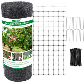 Mklsit deer netting fence protecting a fruit tree from animals.