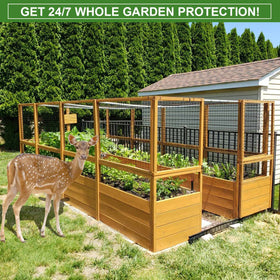 Mklsit garden netting installed with an easy-roll setup for beds.